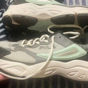 Fila Gray and Light Green Athletic Shoes